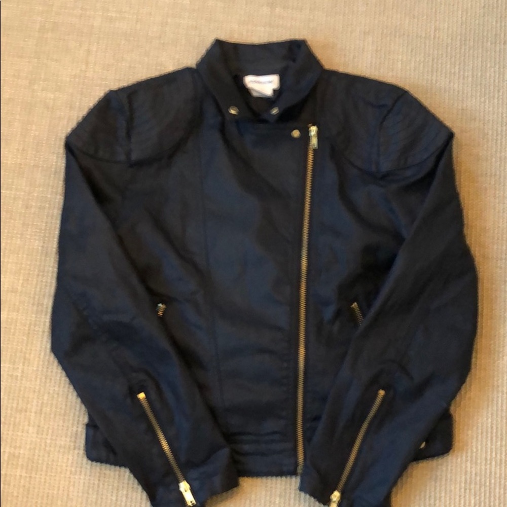 &Denim by HM waxed denim biker jacket size 14